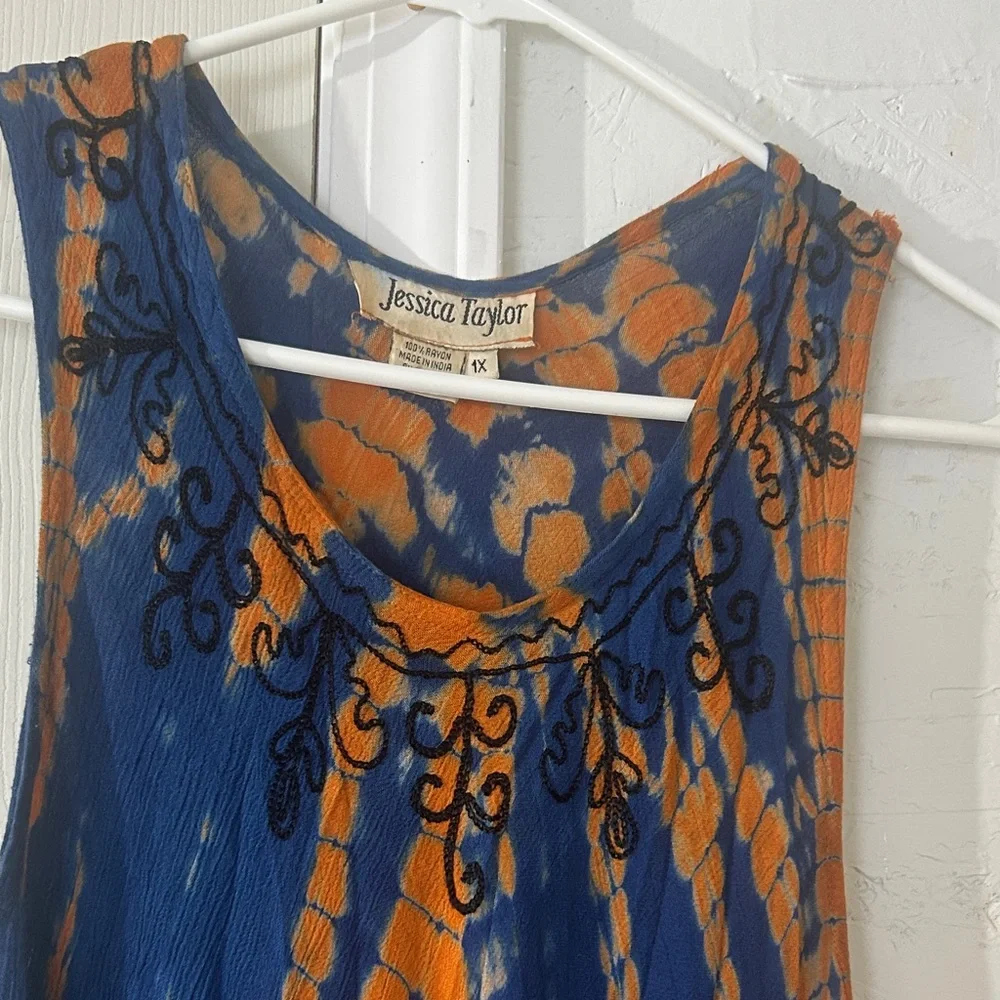 Elegant Orange and Blue A-Line Skirt